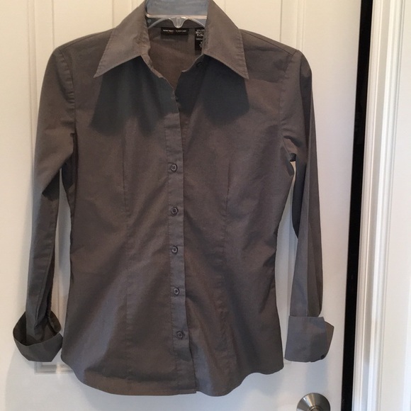 New York & Company Tops - Gray Long Sleeved Stretch Blouse